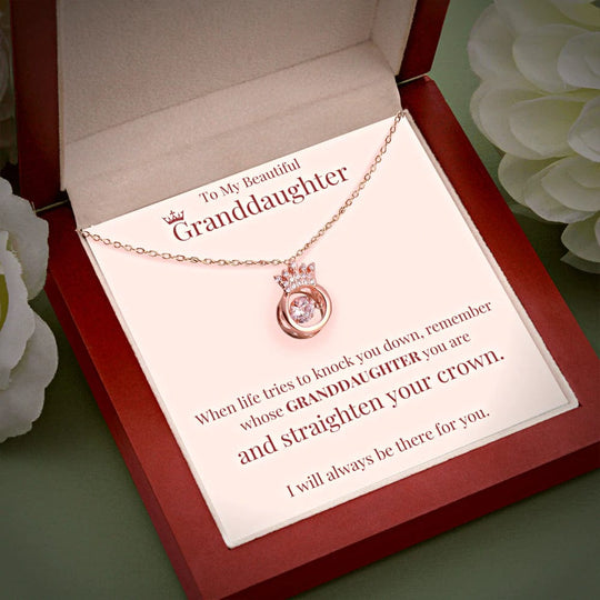 To My Beautiful Granddaughter Crown Necklace "I Will Always Be There for You" Necklace for girl MelodyNecklace