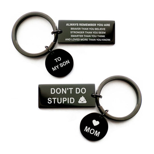 To My Daughter and Son Keychain "Don't Do Stupid" Mom to Son Keychain MelodyNecklace