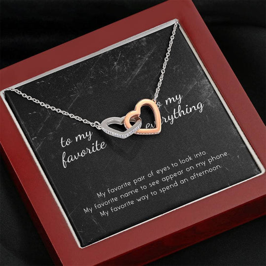 To My Favorite, To My Everything Interlocking Hearts Necklace Mahogany Style Luxury Box Myron Necklace MelodyNecklace