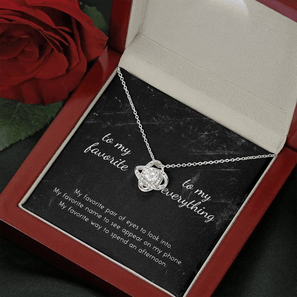 To My Favorite, To My Everything Love Knot Necklace Mahogany Style Luxury Box Myron Necklace MelodyNecklace