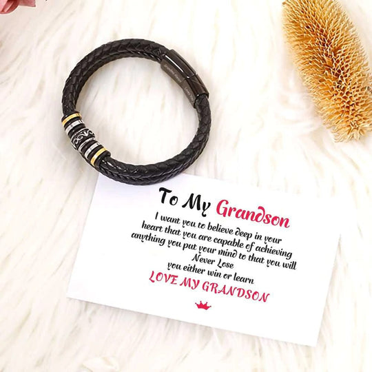 To My Granddaughter, Inspirational Leather Bracelet Bangle with Message Card Gifts For Her Necklace for girl MelodyNecklace