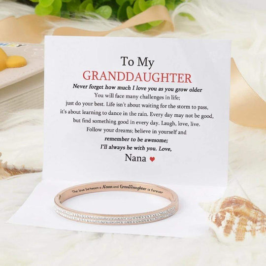 TO MY GRANDDAUGHTER The love between a [Nana] and Granddaughter is forever" Full Diamond Bracelet Necklace for girl MelodyNecklace