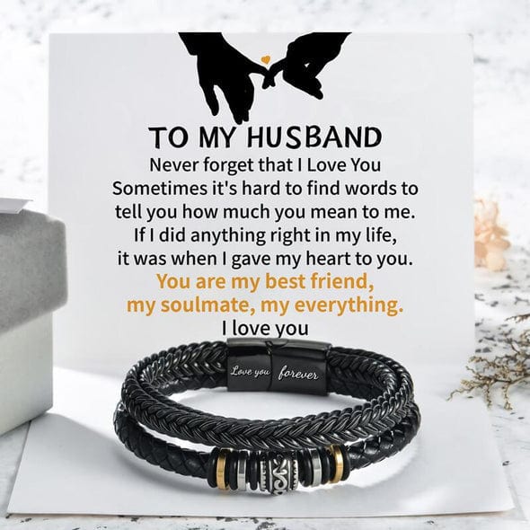 To My Husband Braided Leather Bracelet "You Are My Everything" Bracelet For Man MelodyNecklace