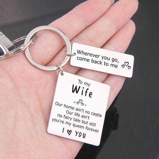 To My Wife Keychain -You Are My Queen Forever Keychain MelodyNecklace