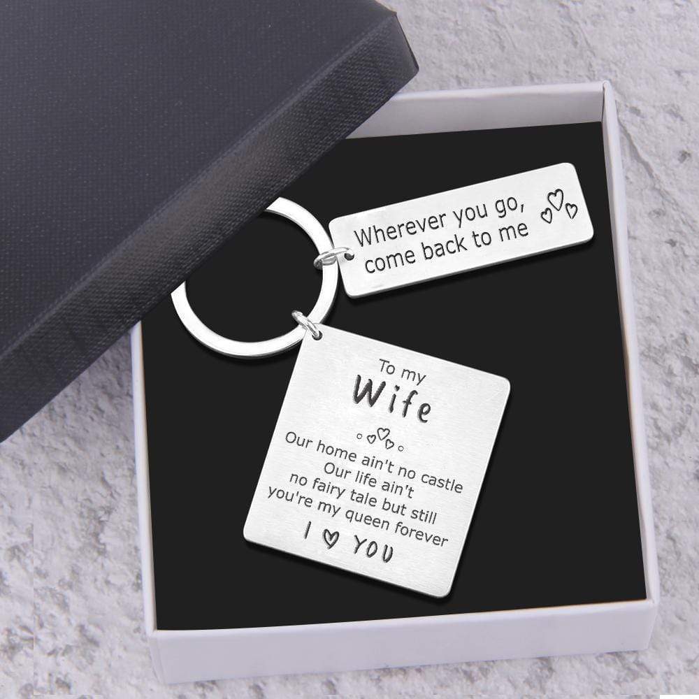 To My Wife Keychain -You Are My Queen Forever mylongingnecklace