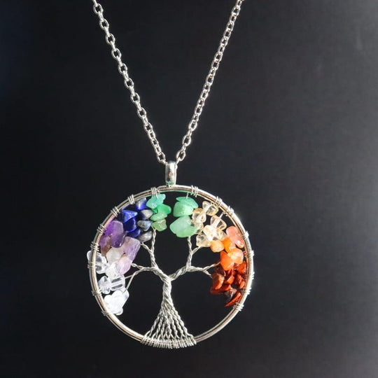 Tree of Life Crystal Necklace 7 Chakra bloomshock