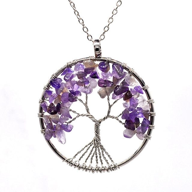 Tree of Life Crystal Necklace Amethyst bloomshock