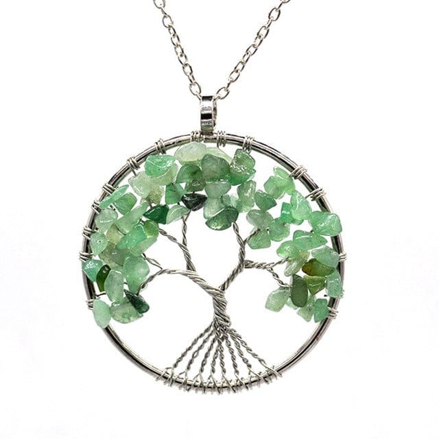 Tree of Life Crystal Necklace Green Aventurine bloomshock