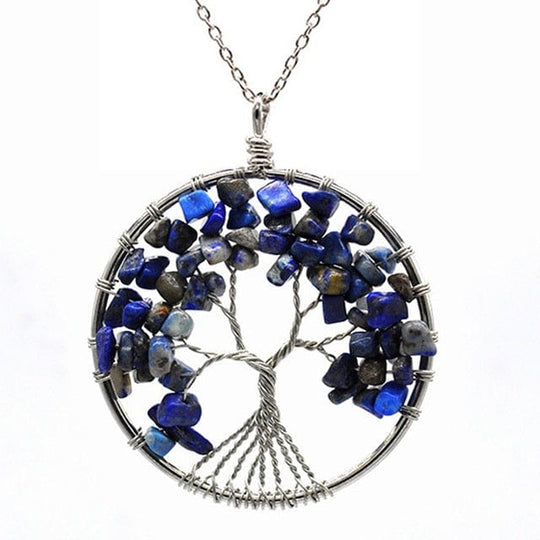 Tree of Life Crystal Necklace Lapis Lazuli bloomshock