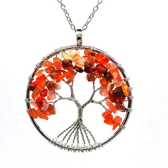 Tree of Life Crystal Necklace Red Agate bloomshock