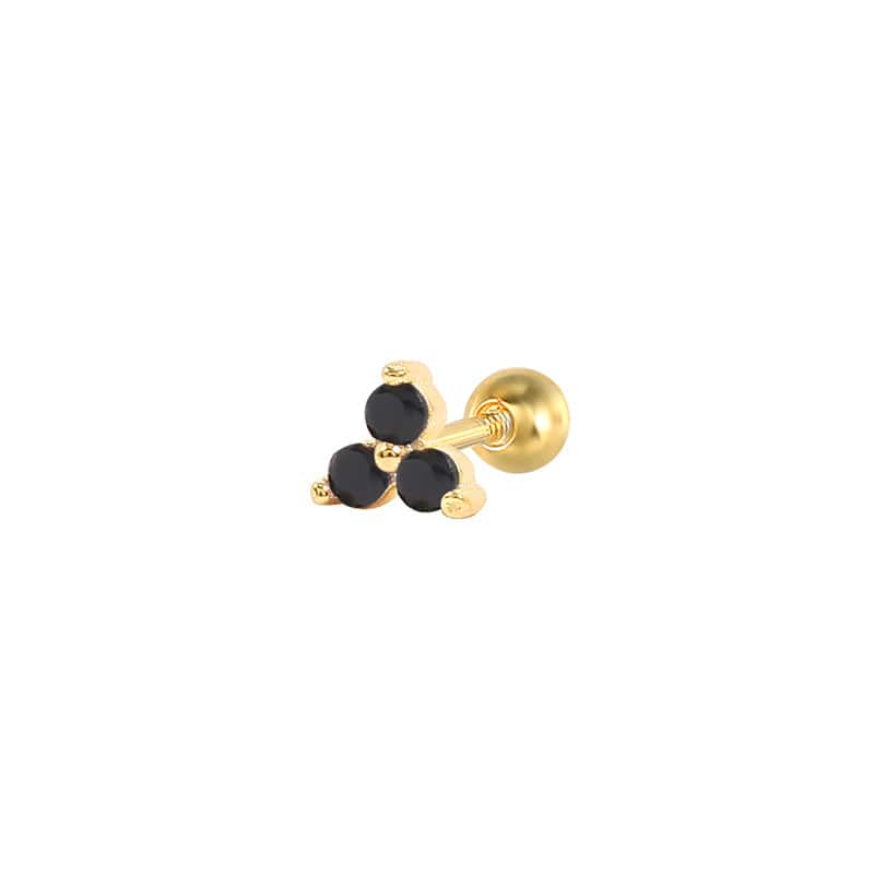 Triangle Zircon Piercings Earrings Gold-Black Earrings MelodyNecklace