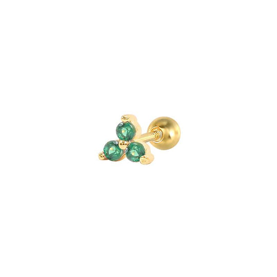 Triangle Zircon Piercings Earrings Gold-Green Earrings MelodyNecklace