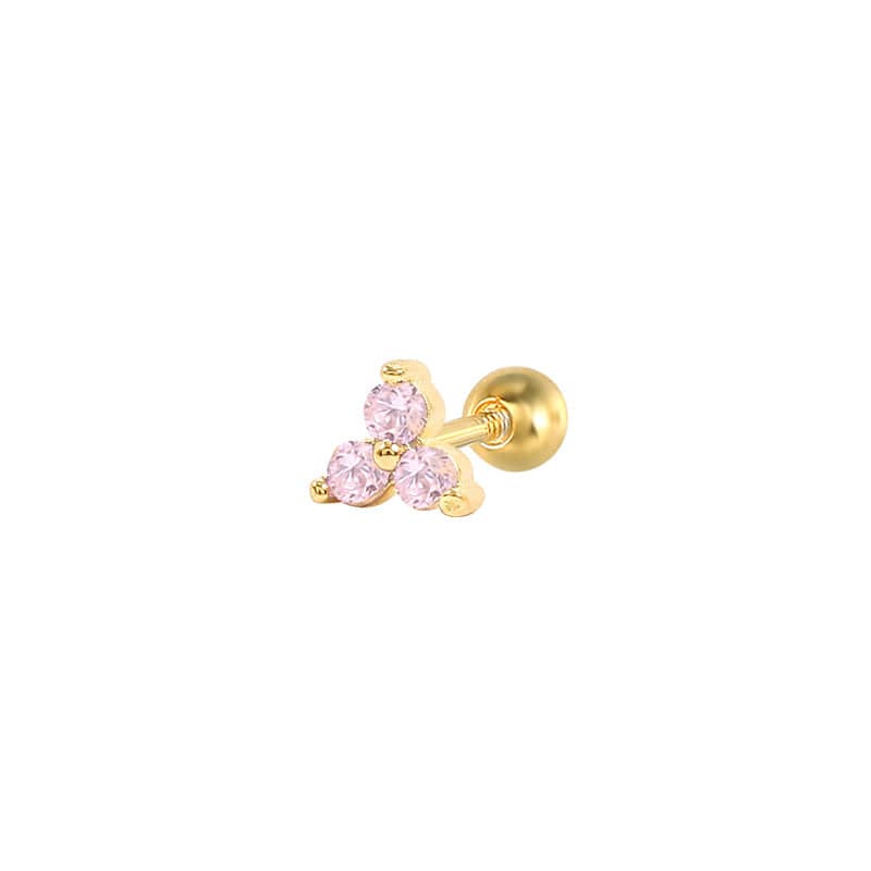 Triangle Zircon Piercings Earrings Gold-Pink Earrings MelodyNecklace