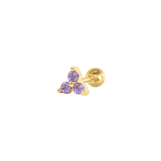 Triangle Zircon Piercings Earrings Gold-Purple Earrings MelodyNecklace