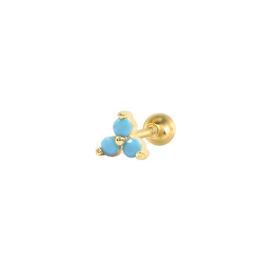 Triangle Zircon Piercings Earrings Gold-Turquoise Earrings MelodyNecklace