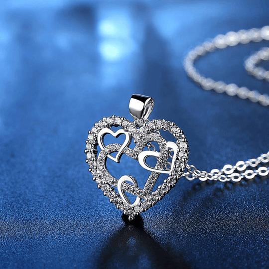 Interlocking Hearts Necklace -''Sisters of my soul & Friends of my heart''