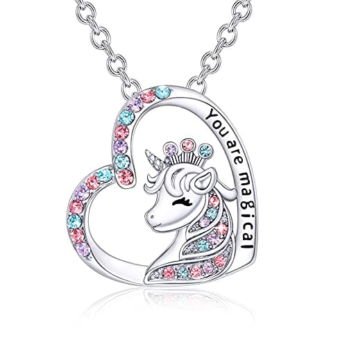 Unicorn Necklace for Girls-You are magical Crown Silver Necklace for girl MelodyNecklace