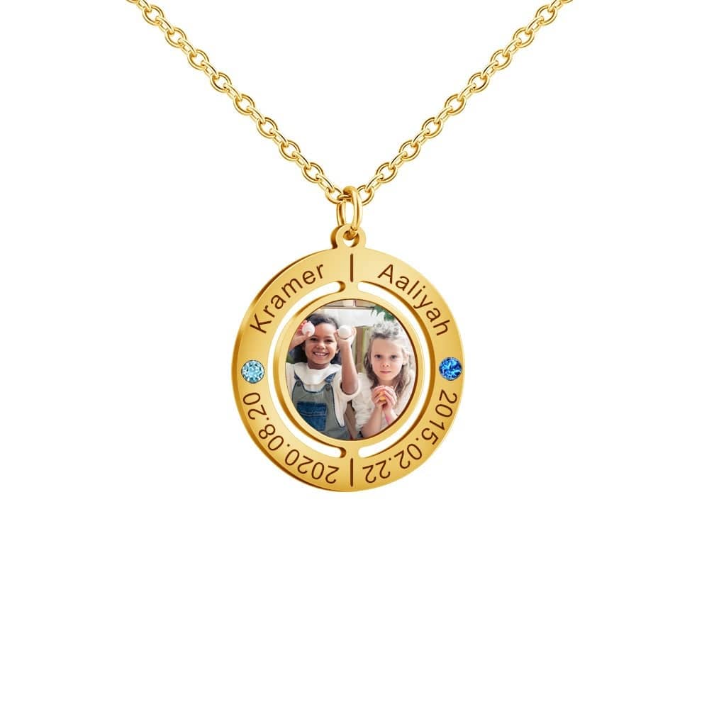 Valentine's Day Gift-Custom photo necklace for girlfriend Gold Quillingx