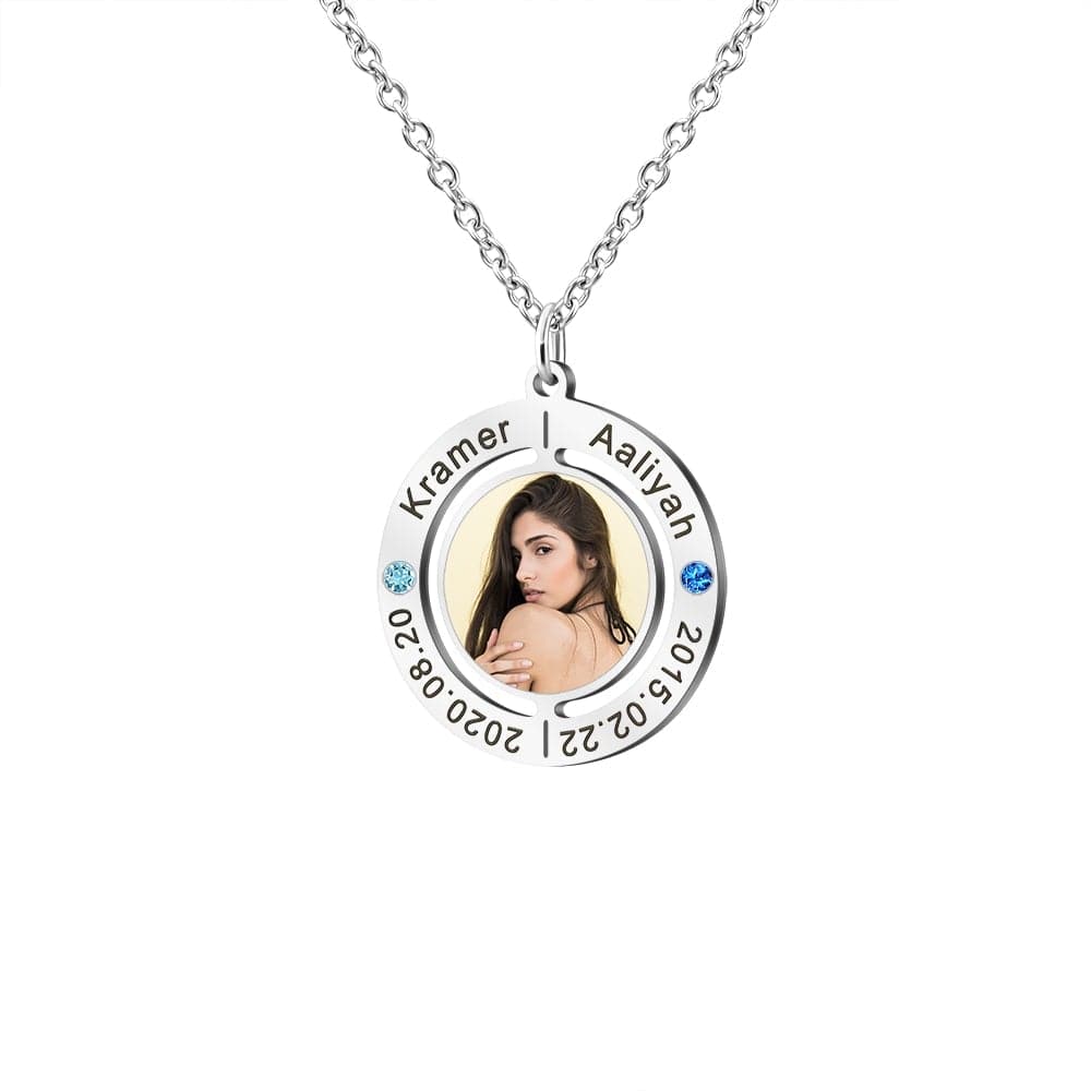 Valentine's Day Gift-Custom photo necklace for girlfriend Silver Quillingx