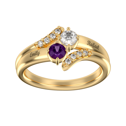 Valentine's Day Gift Forever Love Name and Birthstone Ring 18K Gold Plating Ring MelodyNecklace