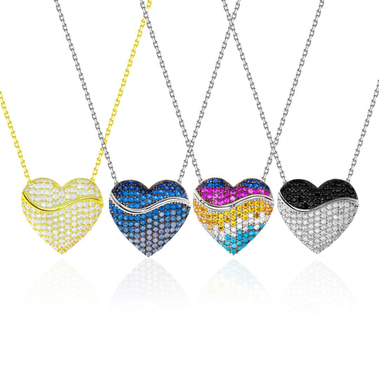 Valentine's Day Gift Love Heart Necklace With Name Heart Inside Gel-Charm