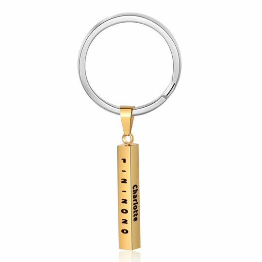 Vertical Bar Keychain Personalized 4 Sides 3D Bar Keychain Gold r1