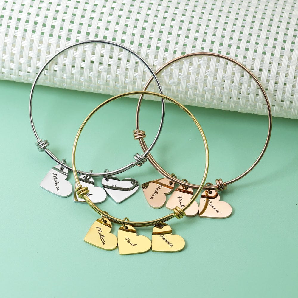 Women Bangle Bracelet with Personalized Heart Charms Bracelet For Woman MelodyNecklace