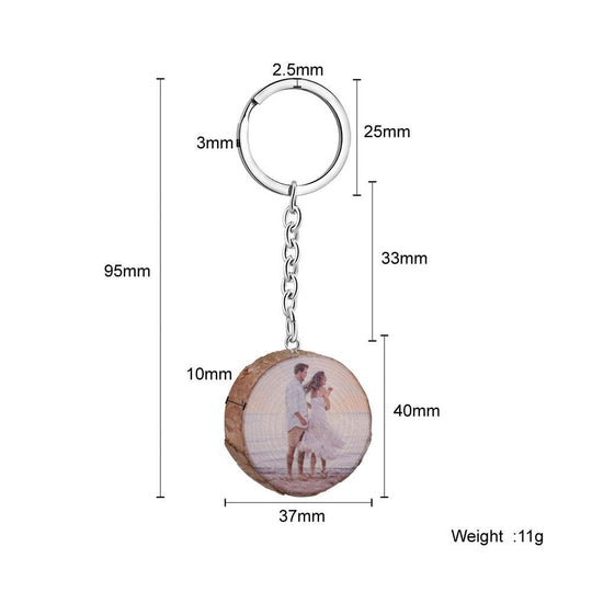 Wooden Keychain With Personalized Photo 37MM Keychain MelodyNecklace