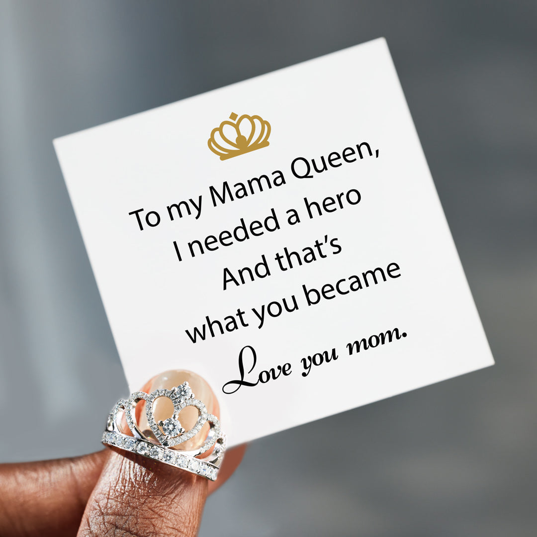 To My Mama Queen Pavé Crown Ring