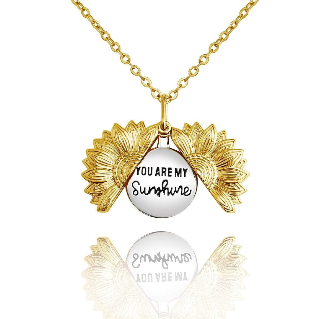 "You Are My Sunshine" Personalized  Sunflower Necklace GOLD Necklace MelodyNecklace