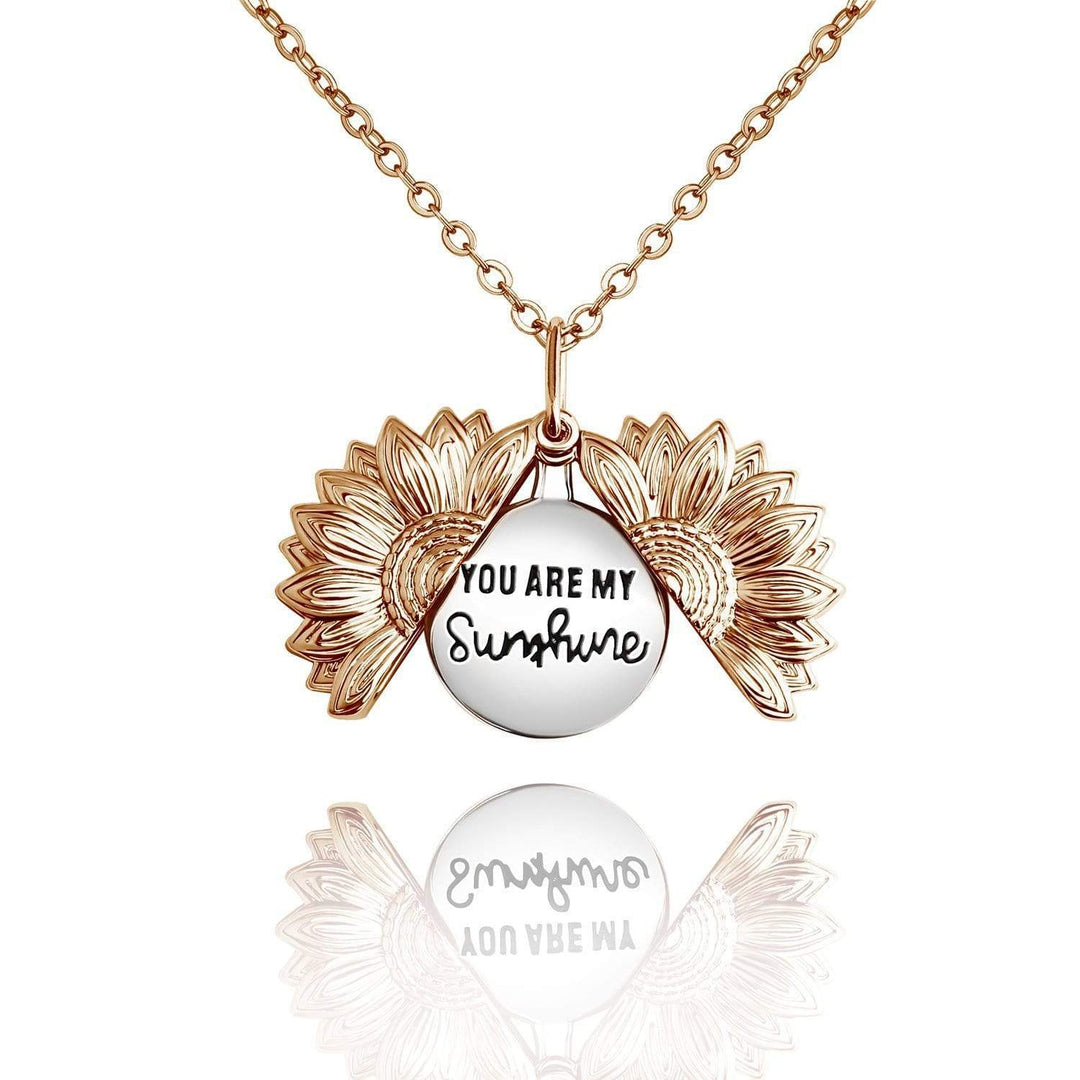"You Are My Sunshine" Personalized  Sunflower Necklace ROSE GOLD Necklace MelodyNecklace
