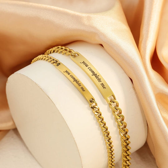 "You complete me" Adjustable Couple Bracelet(2 bracelets) Gold*2 Couple Bracelet MelodyNecklace