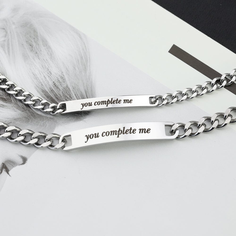"You complete me" Adjustable Couple Bracelet(2 bracelets) Silver*2 Couple Bracelet MelodyNecklace