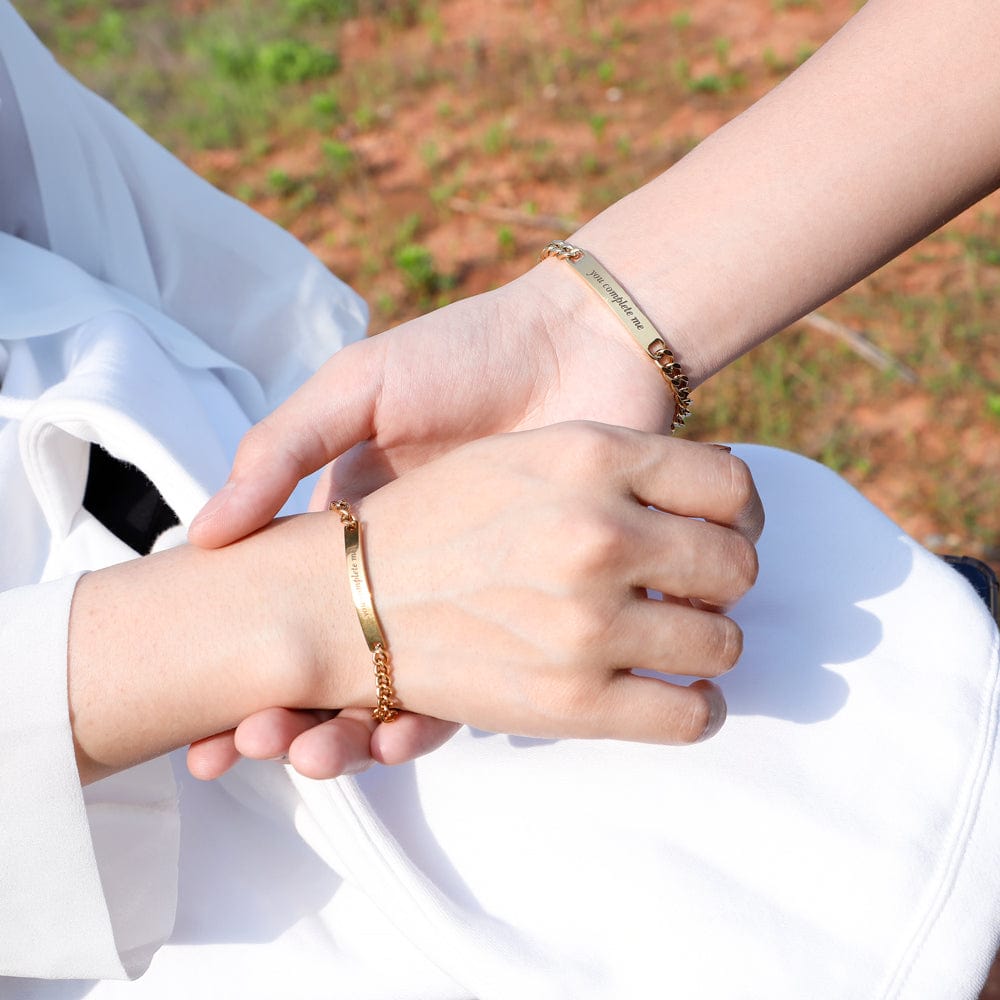 "You complete me" Adjustable Couple Bracelet(2 bracelets) Silver+Gold Couple Bracelet MelodyNecklace