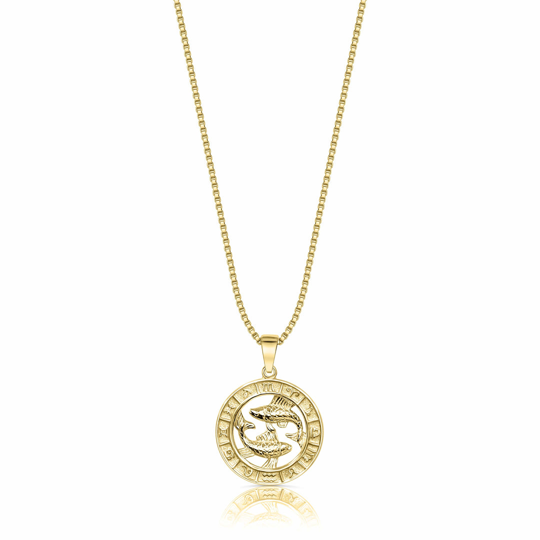 Zodiac Coin Necklace Pisces / 14KT Gold Vermeil Vivamacity