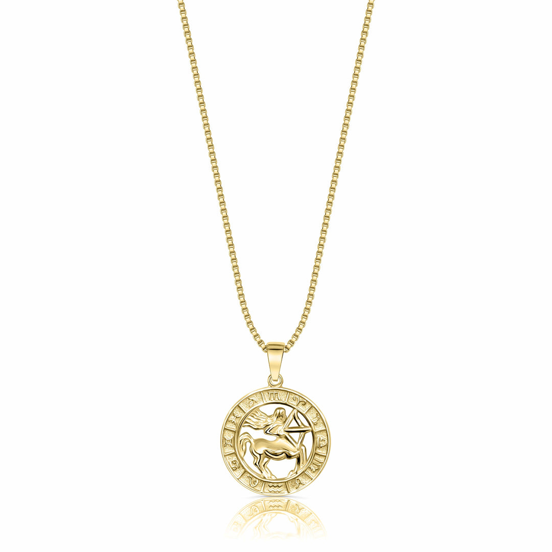Zodiac Coin Necklace Sagittarius / 14KT Gold Vermeil Vivamacity