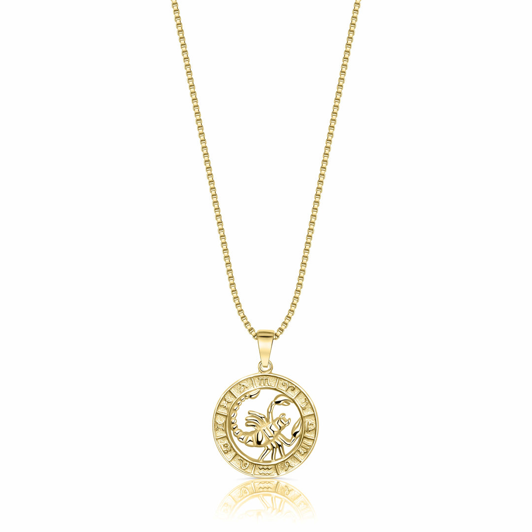 Zodiac Coin Necklace Scorpio / 14KT Gold Vermeil Vivamacity