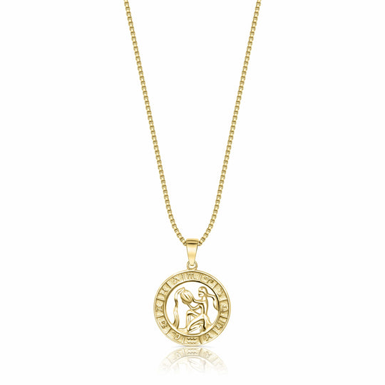 Zodiac Constellation Coin Necklace Aquarius / 14KT Gold Vermeil Necklace MelodyNecklace