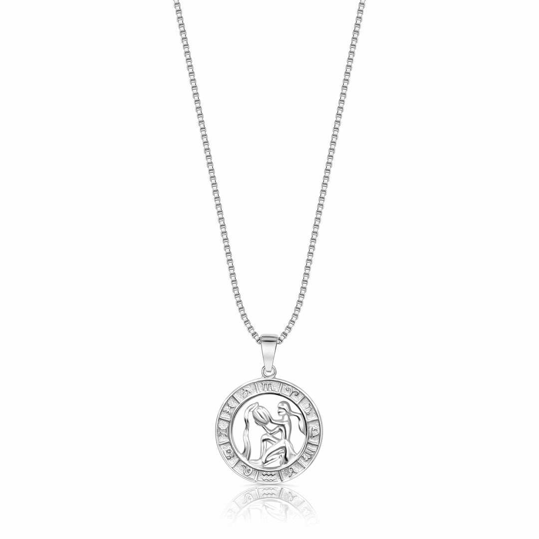 Zodiac Constellation Coin Necklace Aquarius / 925 Sterling Silver Necklace MelodyNecklace