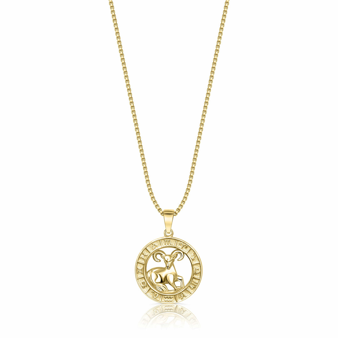 Zodiac Constellation Coin Necklace Aries / 14KT Gold Vermeil Necklace MelodyNecklace