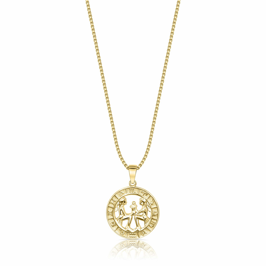 Zodiac Constellation Coin Necklace Gemini / 14KT Gold Vermeil Necklace MelodyNecklace