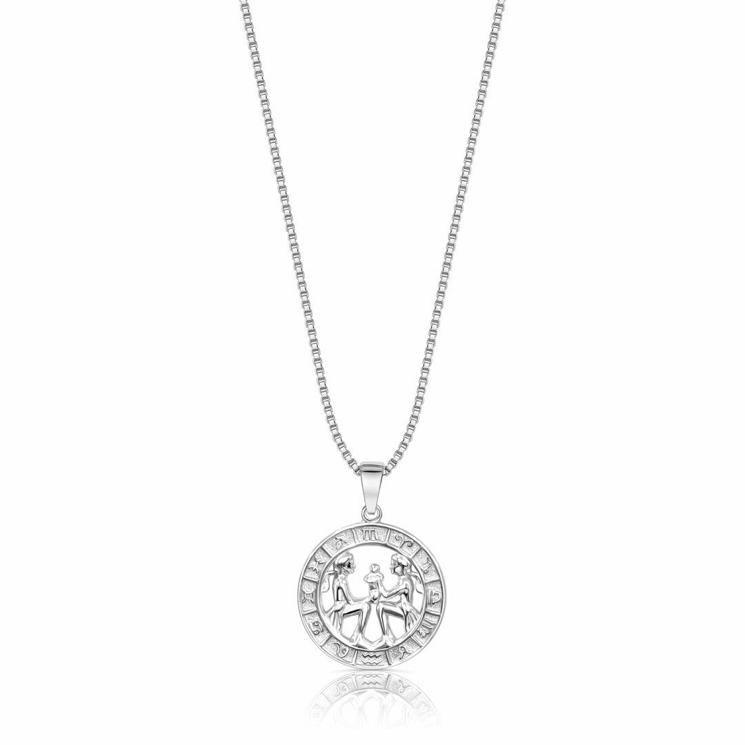 Zodiac Constellation Coin Necklace Gemini / 925 Sterling Silver Necklace MelodyNecklace