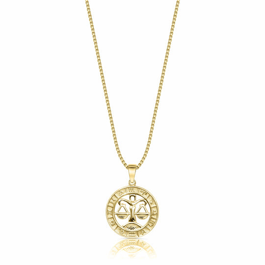 Zodiac Constellation Coin Necklace Libra / 14KT Gold Vermeil Necklace MelodyNecklace