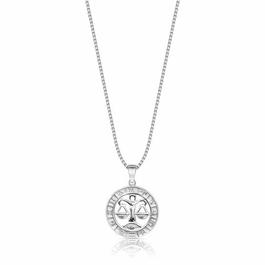 Zodiac Constellation Coin Necklace Libra / 925 Sterling Silver Necklace MelodyNecklace