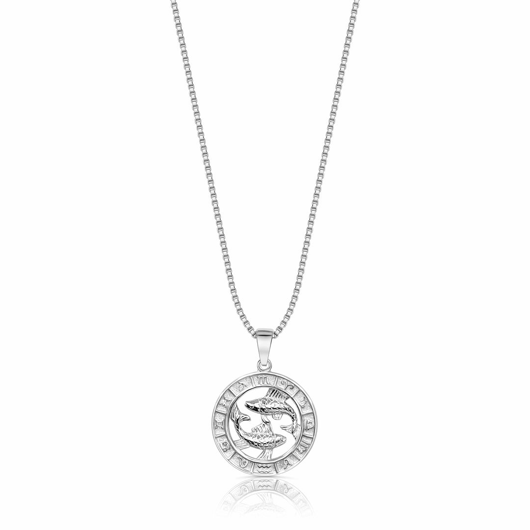 Zodiac Constellation Coin Necklace Pisces / 925 Sterling Silver Necklace MelodyNecklace
