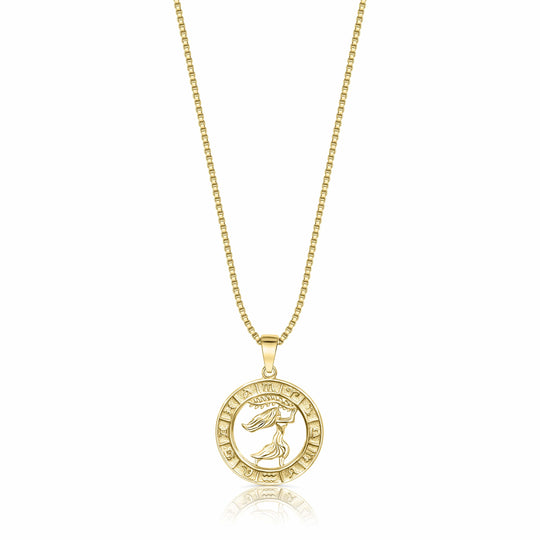 Zodiac Constellation Coin Necklace Virgo / 14KT Gold Vermeil Necklace MelodyNecklace