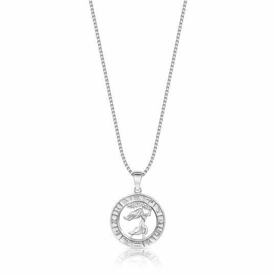 Zodiac Constellation Coin Necklace Virgo / 925 Sterling Silver Necklace MelodyNecklace